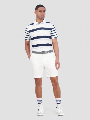 Camisa Polo Ben Sherman Mixed Mod Stripes Tech Jersey Sports Fit Azuis | 78HFLTVKN