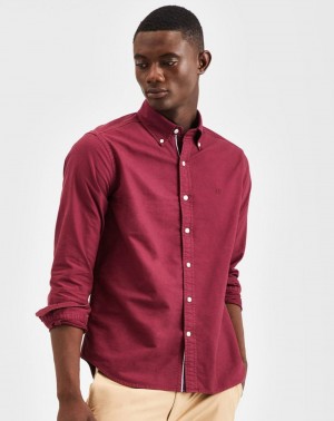 Camisas Ben Sherman Beatnik Oxford Garment Dye Bordeaux | 98KXFCJAE