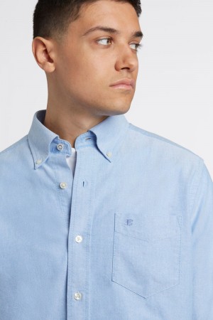 Camisas Ben Sherman Brighton Oxford Organic Azuis | 21OFVTPES