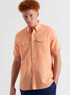 Camisas Ben Sherman Garment Dye Linen Laranja | 32CYSONMG