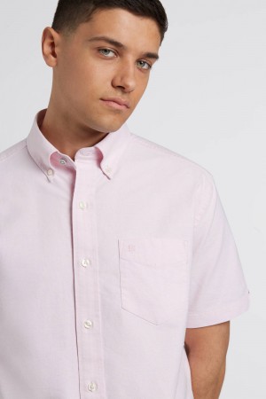 Camisas Ben Sherman Short Sleeve Brighton Oxford Organic Rosa | 17XKWTGPS