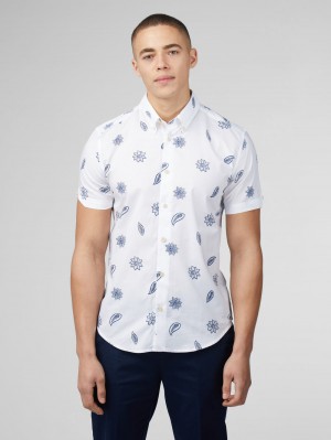 Camisas Ben Sherman Signature Floral Branco | 34TEDMWCB