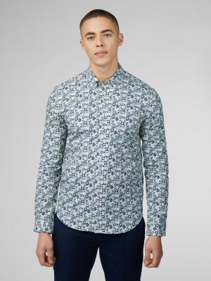 Camisas Ben Sherman Signature Multicolor Floral Azuis | 68RSBYMIP