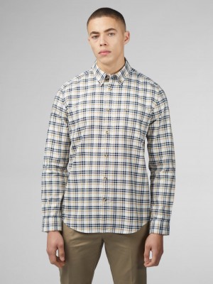 Camisas Ben Sherman Signature Oxford Check Branco | 74NZVEYSF