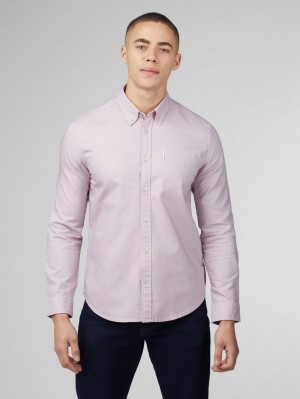 Camisas Ben Sherman Signature Oxford Long Sleeve Roxo | 54HEDOVWG