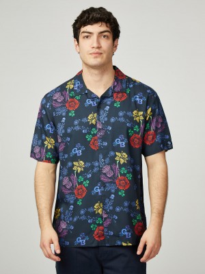 Camisas Ben Sherman Team GB Floral Azul Marinho | 42PKVYSIM