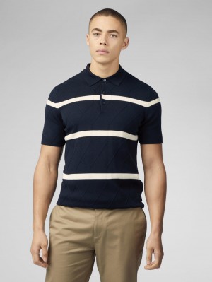 Knitwear Ben Sherman Signature Argyle Stripe Polo Azul Marinho | 58GKNTPML