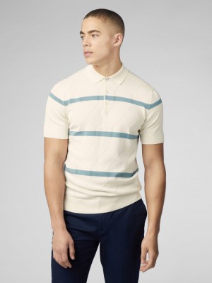 Knitwear Ben Sherman Signature Argyle Stripe Polo Branco | 98YZNPWDB