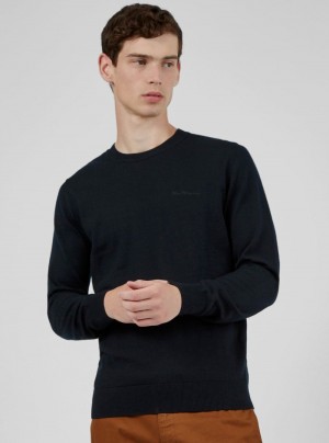 Knitwear Ben Sherman Signature Crewneck Pretas | 94SBDELZN