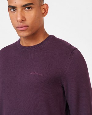 Knitwear Ben Sherman Signature Crewneck Roxo | 58BGPOJNA