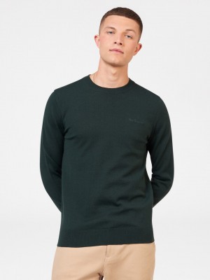 Knitwear Ben Sherman Signature Merino Crewneck Verdes Escuro | 06VUQYCRS