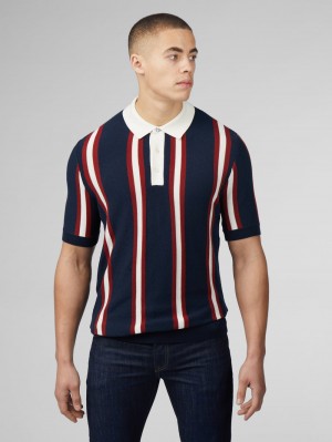 Knitwear Ben Sherman Signature Mod Rugby Azul Marinho | 85ZWHSNTK