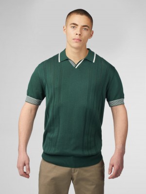 Knitwear Ben Sherman Signature Open Neck Polo Verdes | 23IXGZBHP