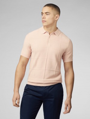 Knitwear Ben Sherman Signature Textured Polo Rosa | 27RVUFZIG