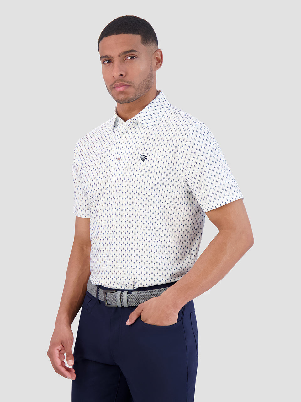 Camisa Polo Ben Sherman Chequerboard Geo Branco | 70BQOHDZI