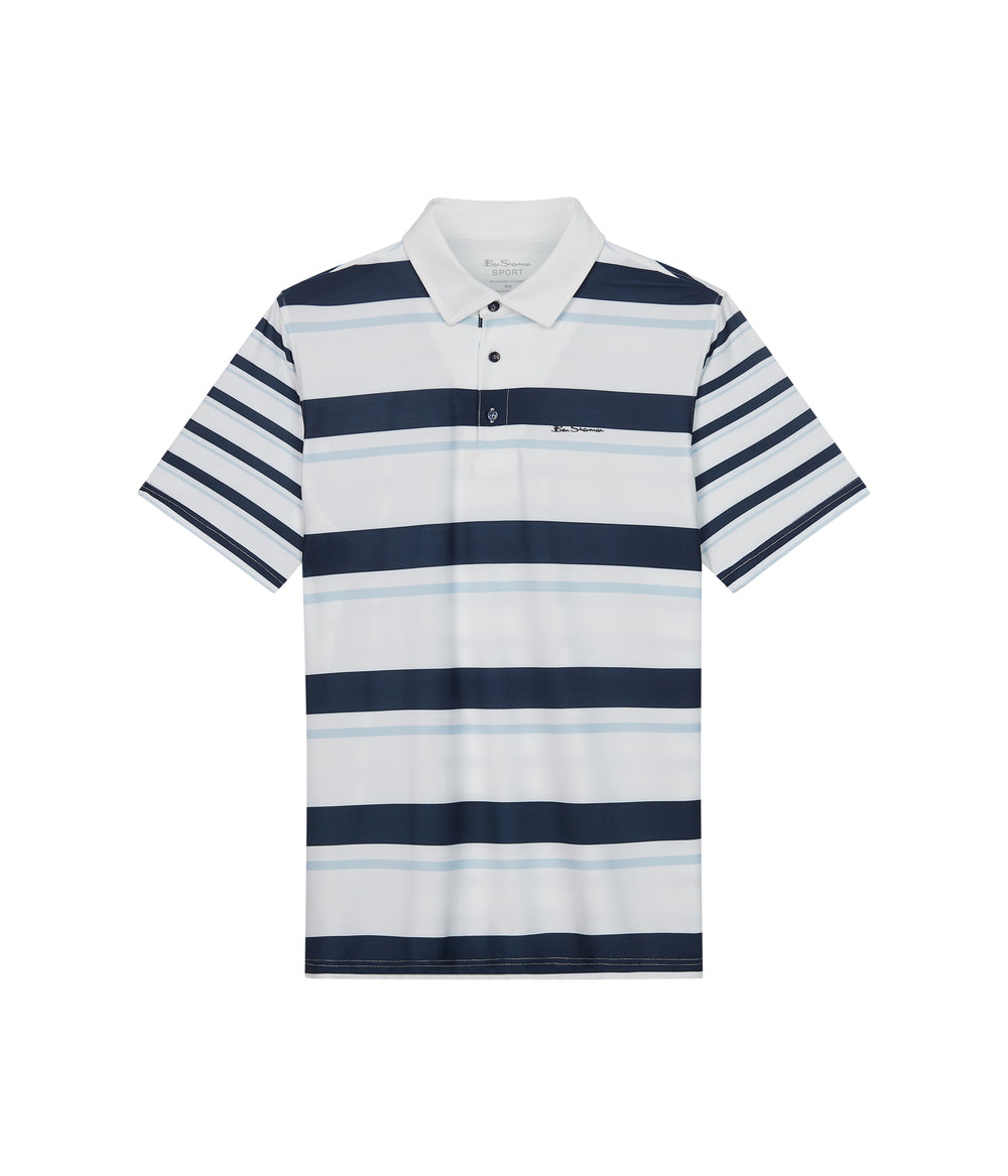 Camisa Polo Ben Sherman Mixed Mod Stripes Tech Jersey Sports Fit Azuis | 78HFLTVKN