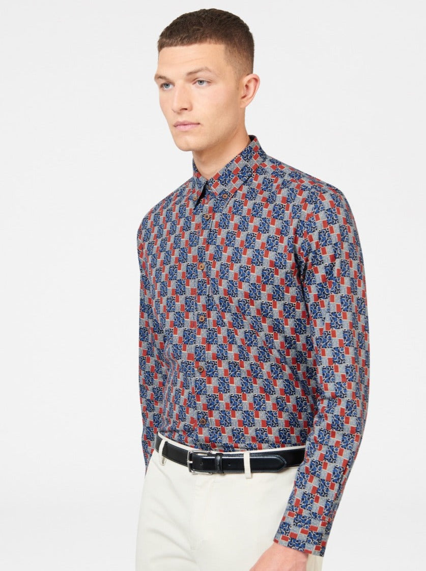 Camisas Ben Sherman 1950s Checkerboard Azul Anil | 49RGTQJYD