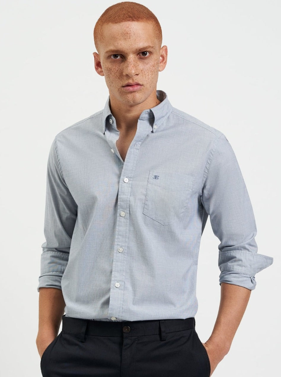 Camisas Ben Sherman Beatnik Wash Long-Sleeve Azul Marinho | 95THIJXBV