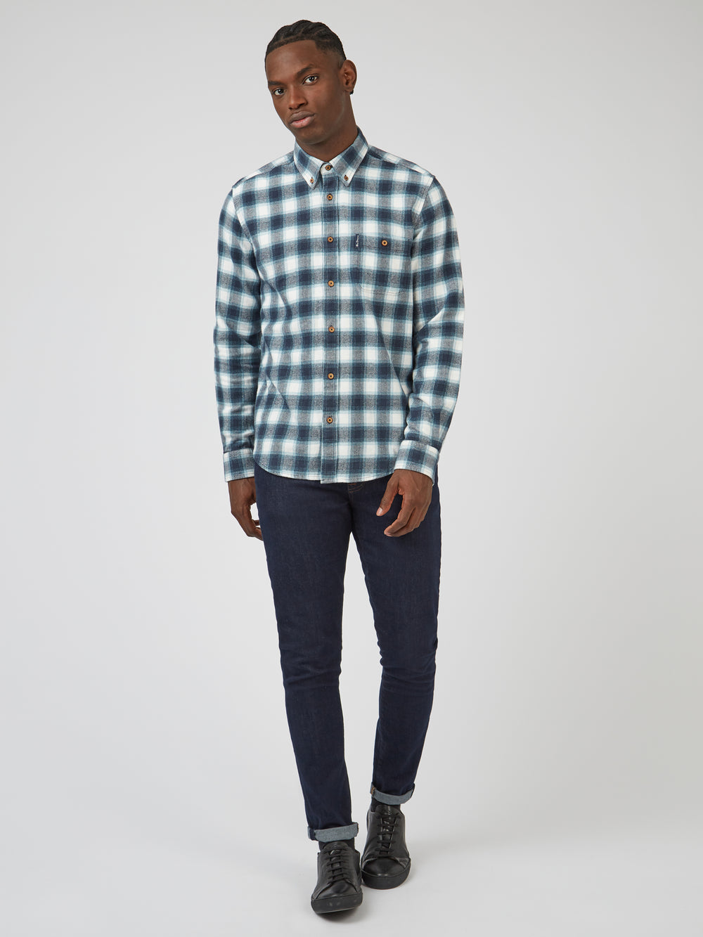 Camisas Ben Sherman Brushed Ombre Check Flannel Verdes | 92TEZPKXS