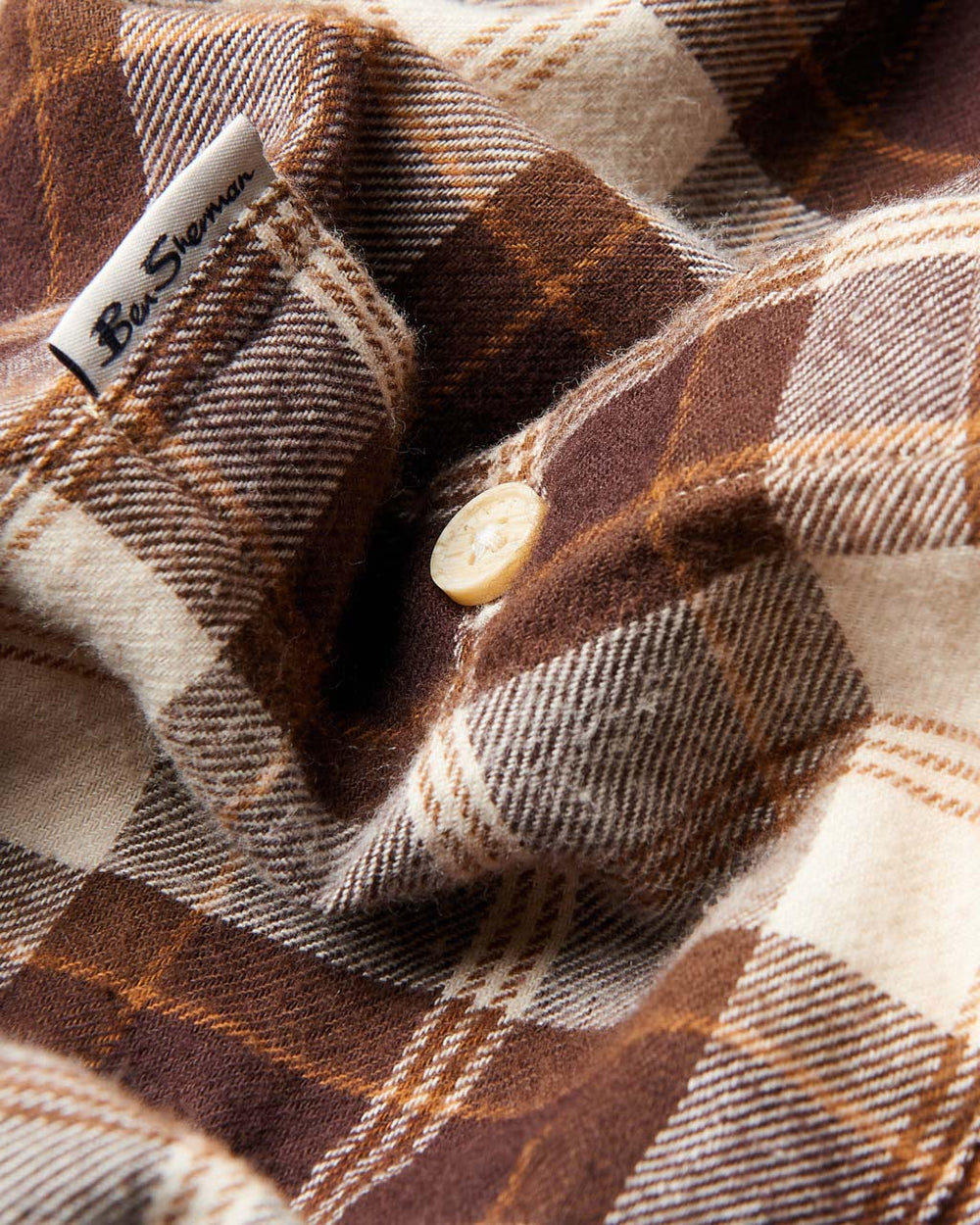 Camisas Ben Sherman Brushed Plain Check Chocolate | 51QJSOUVK