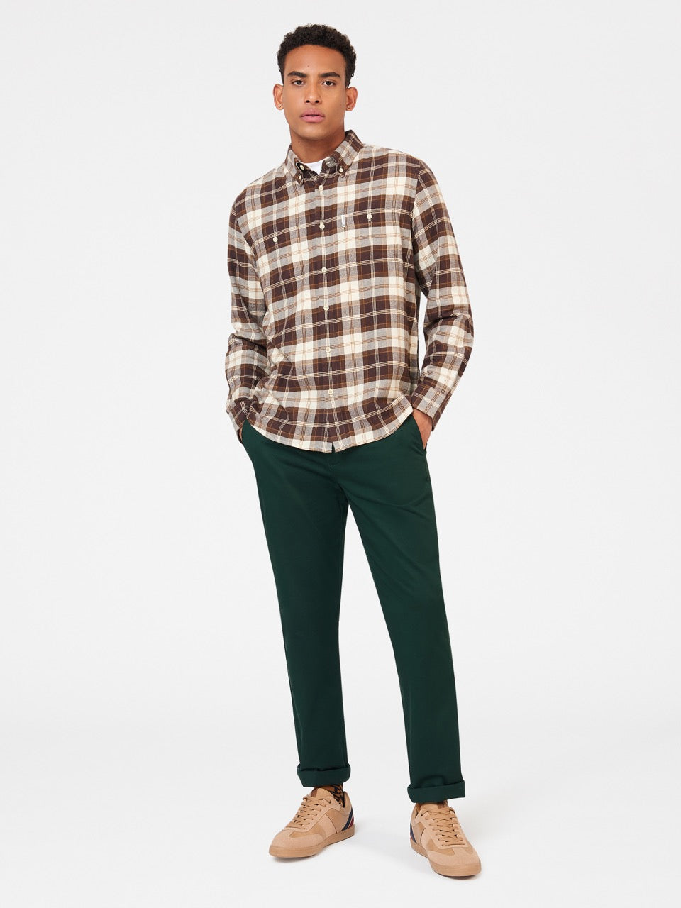 Camisas Ben Sherman Brushed Plain Check Chocolate | 51QJSOUVK