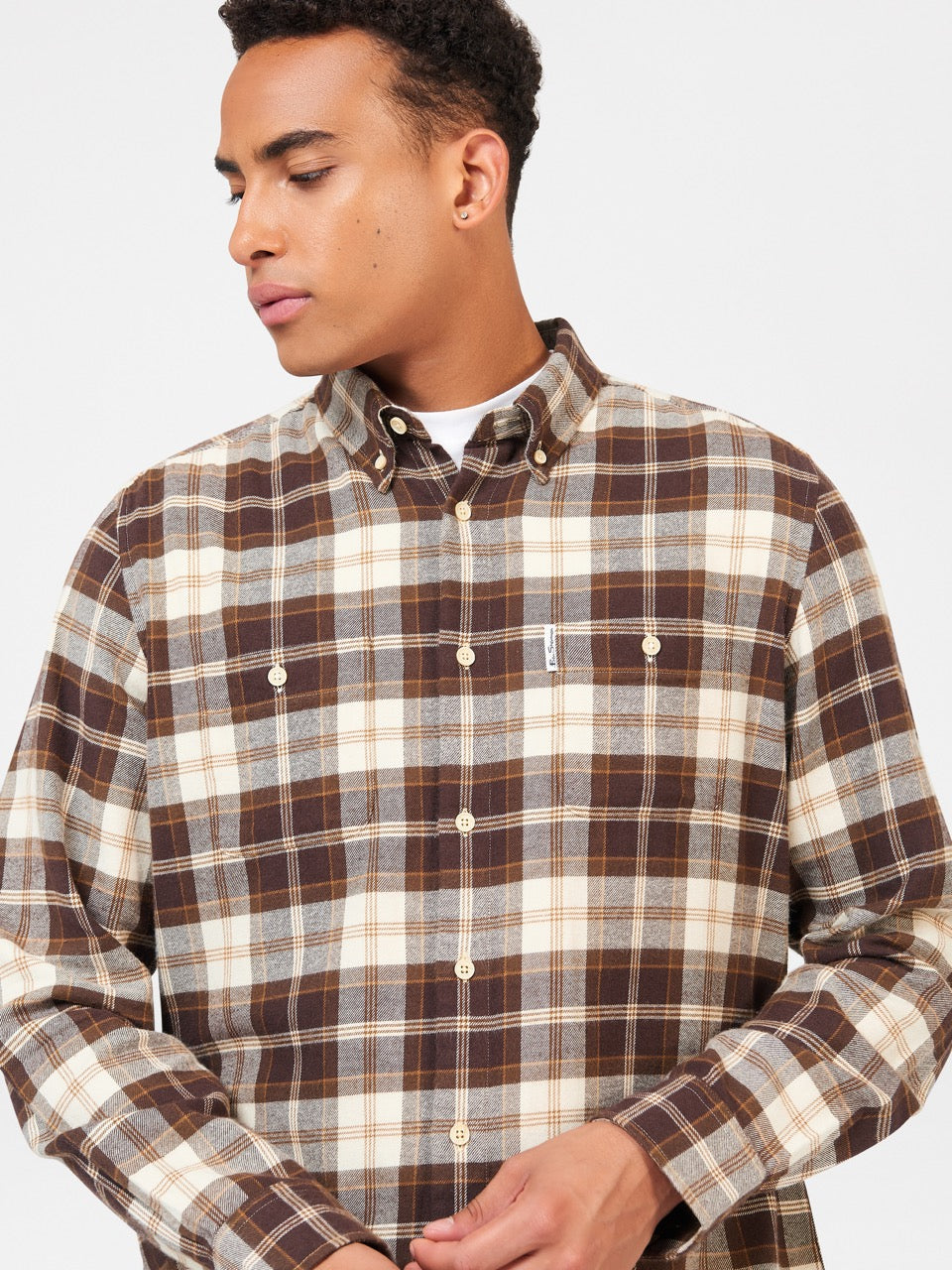 Camisas Ben Sherman Brushed Plain Check Chocolate | 51QJSOUVK