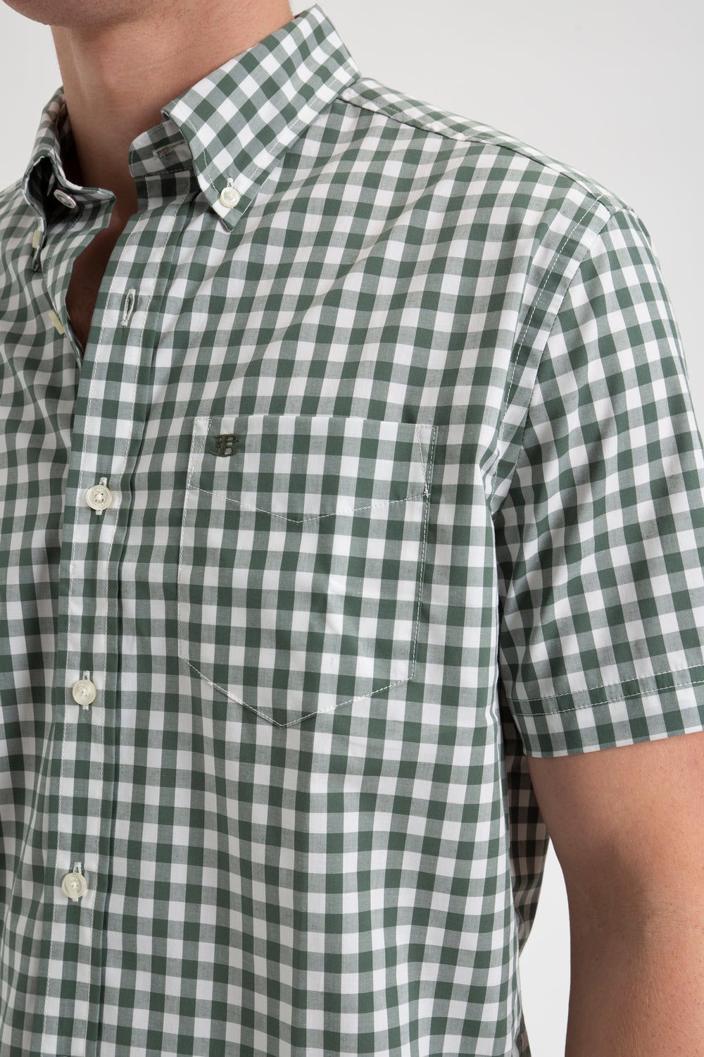 Camisas Ben Sherman House Poplin Gingham Verde Oliva | 87AQZUGVO