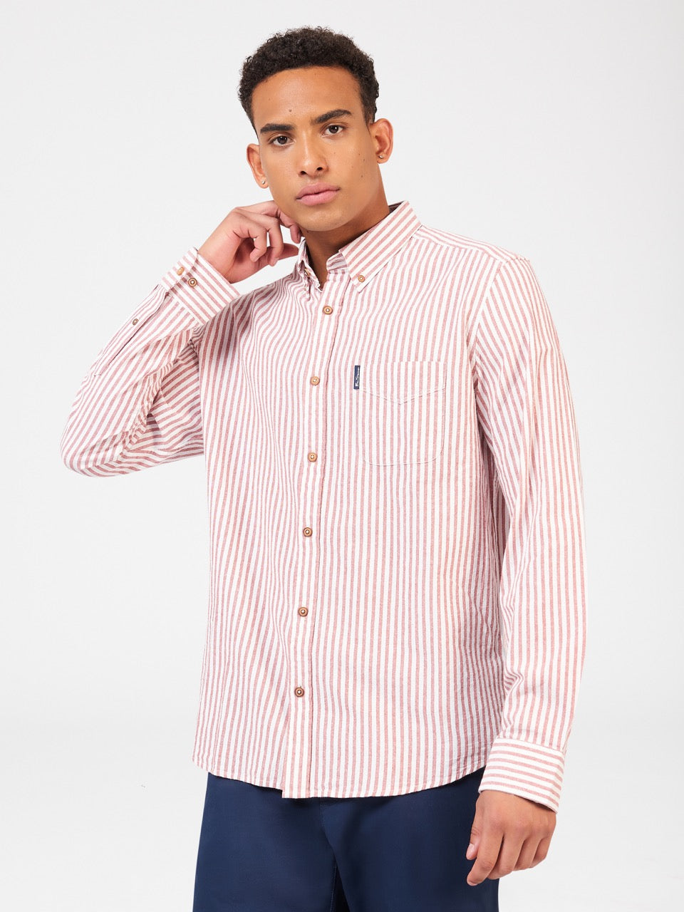 Camisas Ben Sherman Recycled Cotton Oxford Stripe Laranja | 34YHIORWC