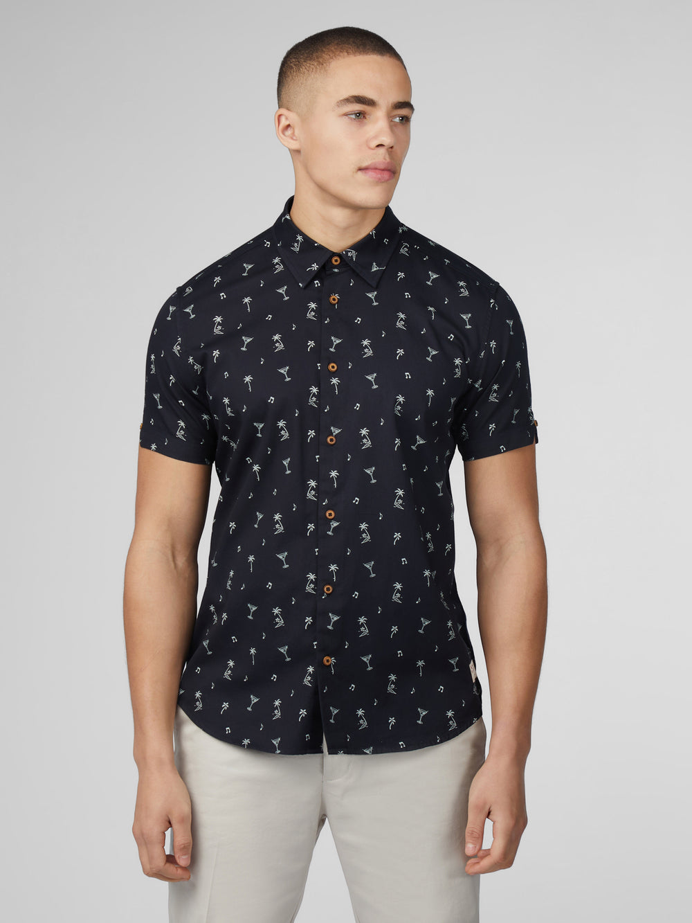 Camisas Ben Sherman Scattered Pretas | 02TRCPSJI