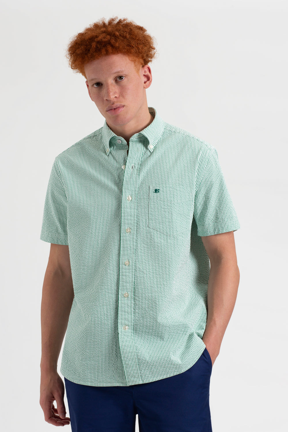 Camisas Ben Sherman Seersucker Bengal Stripe Verdes | 56VIGDEQF