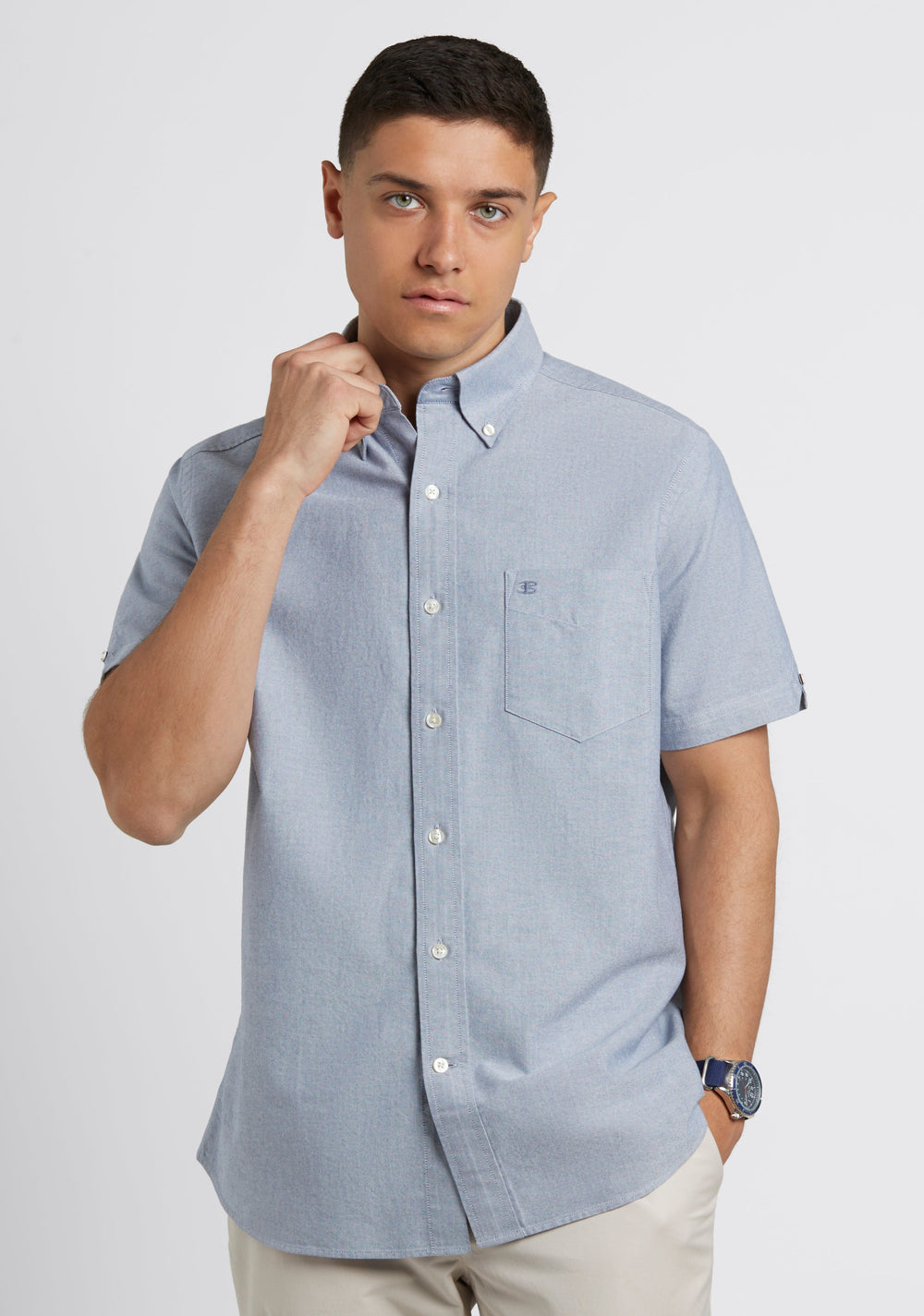 Camisas Ben Sherman Short Sleeve Brighton Oxford Organic Azul Marinho | 27DRTQVMY