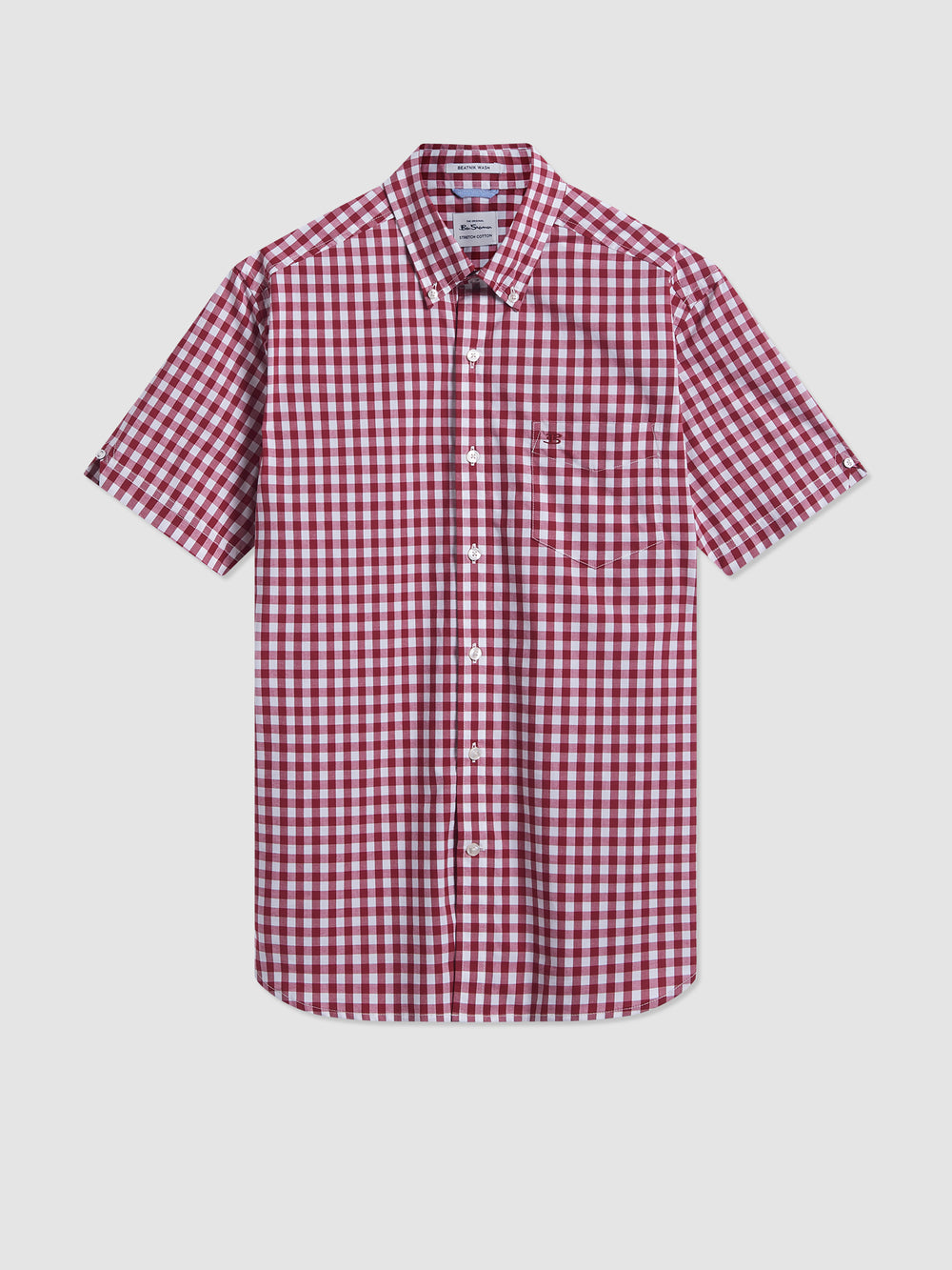 Camisas Ben Sherman Short Sleeve House Poplin Gingham Bordeaux | 56FKVXWOG