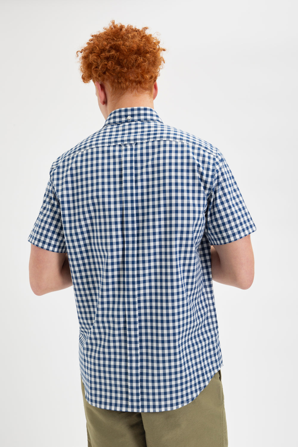 Camisas Ben Sherman Short Sleeve House Poplin Gingham Azul Marinho Verde Oliva | 58OXDFPMC