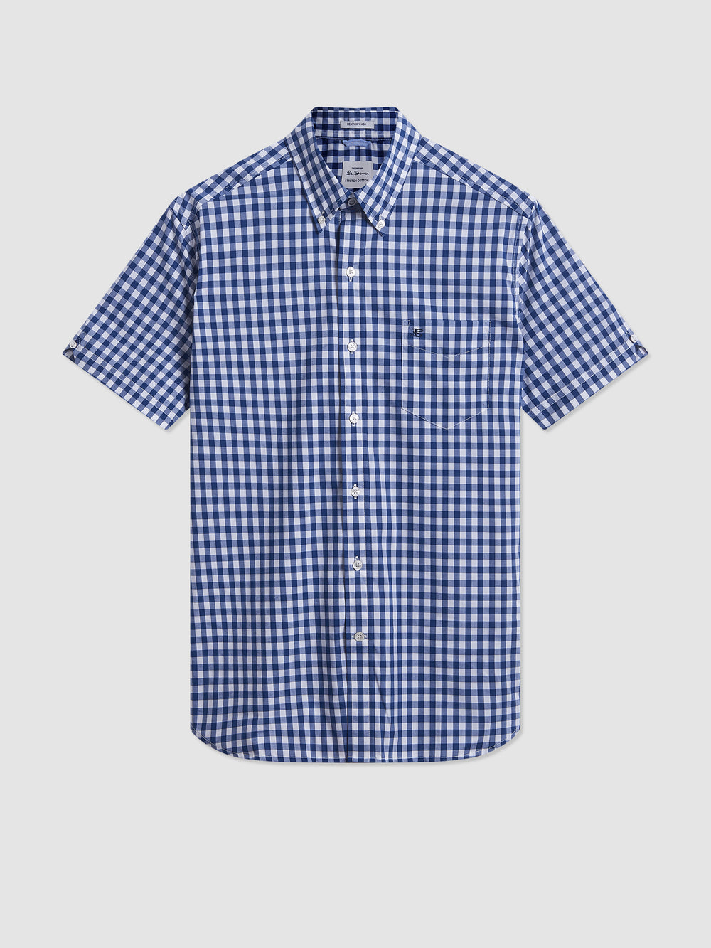 Camisas Ben Sherman Short Sleeve House Poplin Gingham Azul Marinho Verde Oliva | 58OXDFPMC