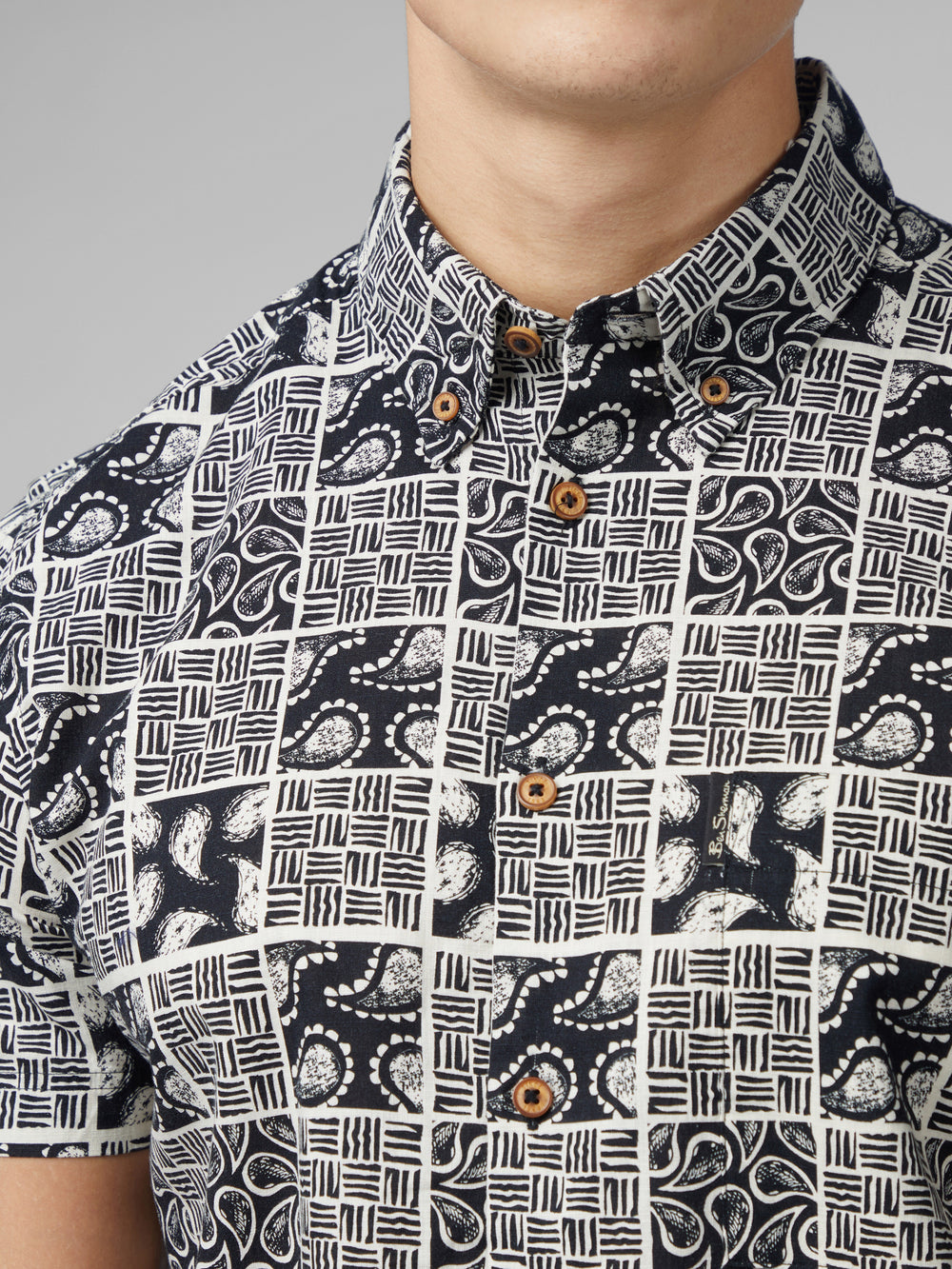 Camisas Ben Sherman Signature Checkerboard Paisley Print Pretas | 97QDGFAHC