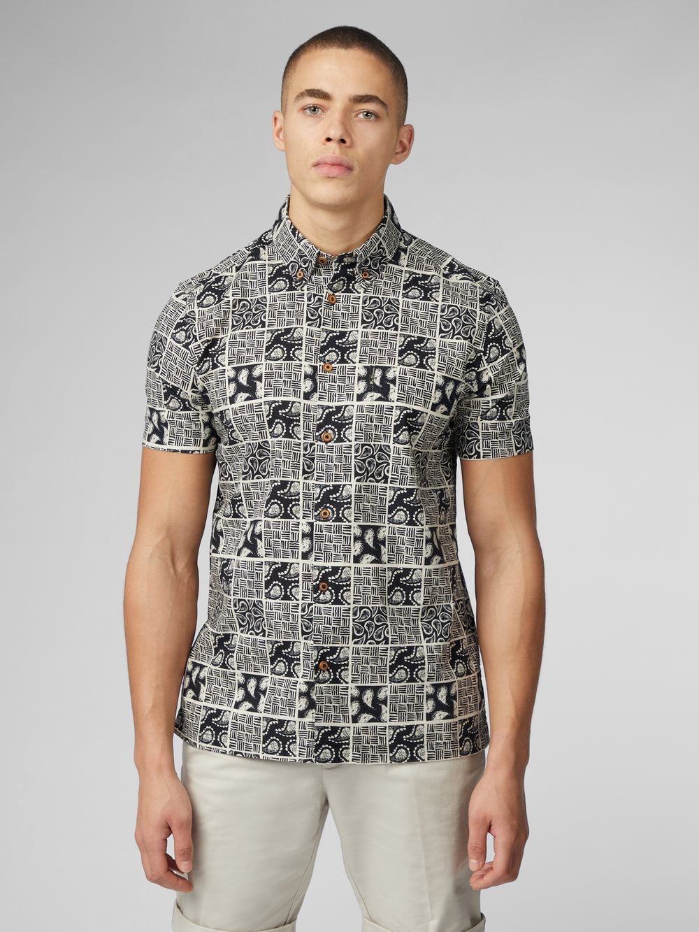 Camisas Ben Sherman Signature Checkerboard Paisley Print Pretas | 97QDGFAHC