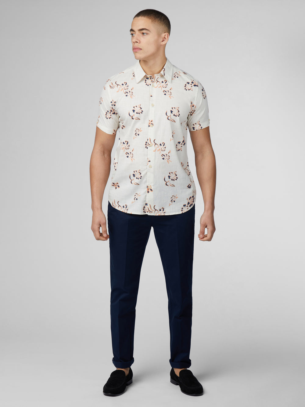 Camisas Ben Sherman Signature Linear Floral Branco | 25PGVCIKR