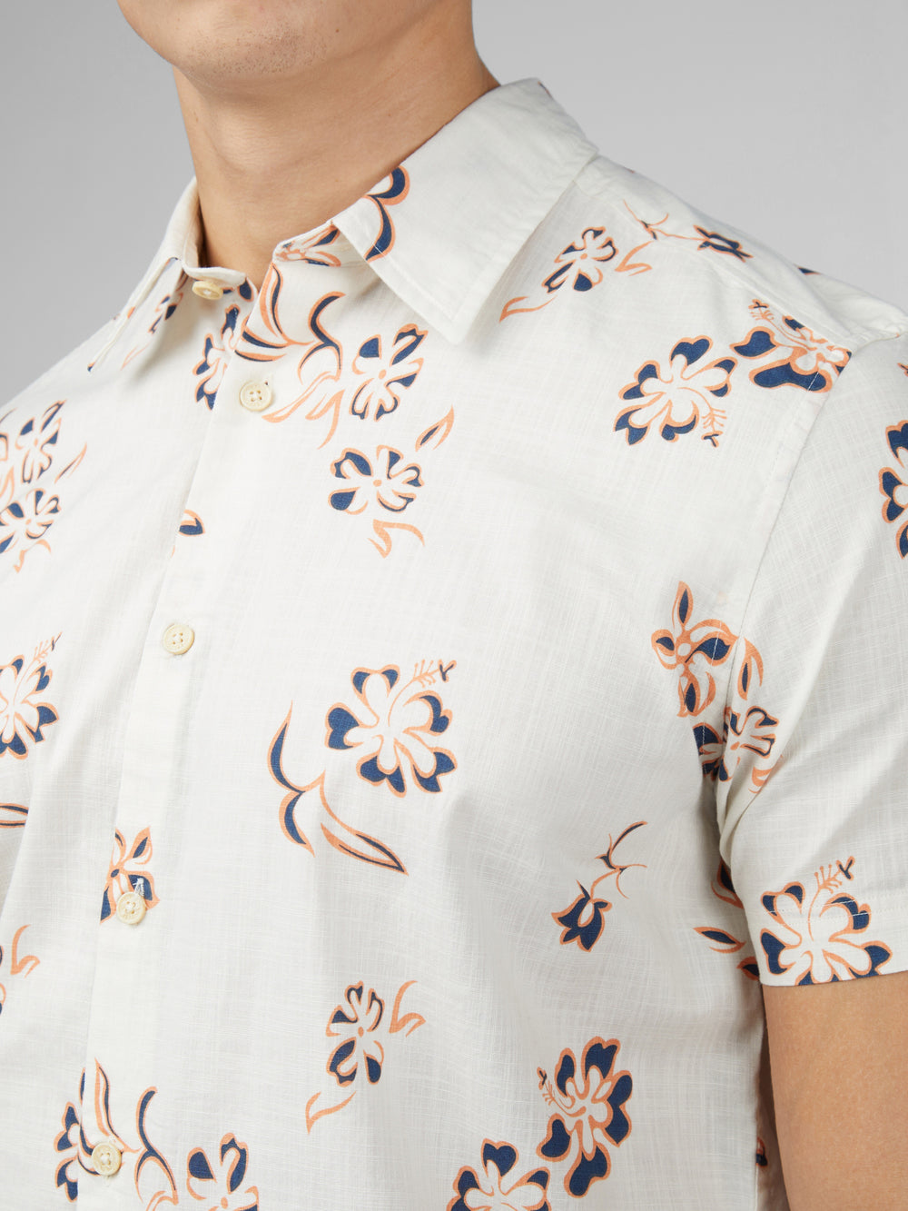 Camisas Ben Sherman Signature Linear Floral Branco | 25PGVCIKR