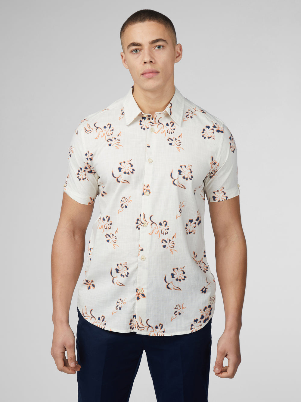 Camisas Ben Sherman Signature Linear Floral Branco | 25PGVCIKR