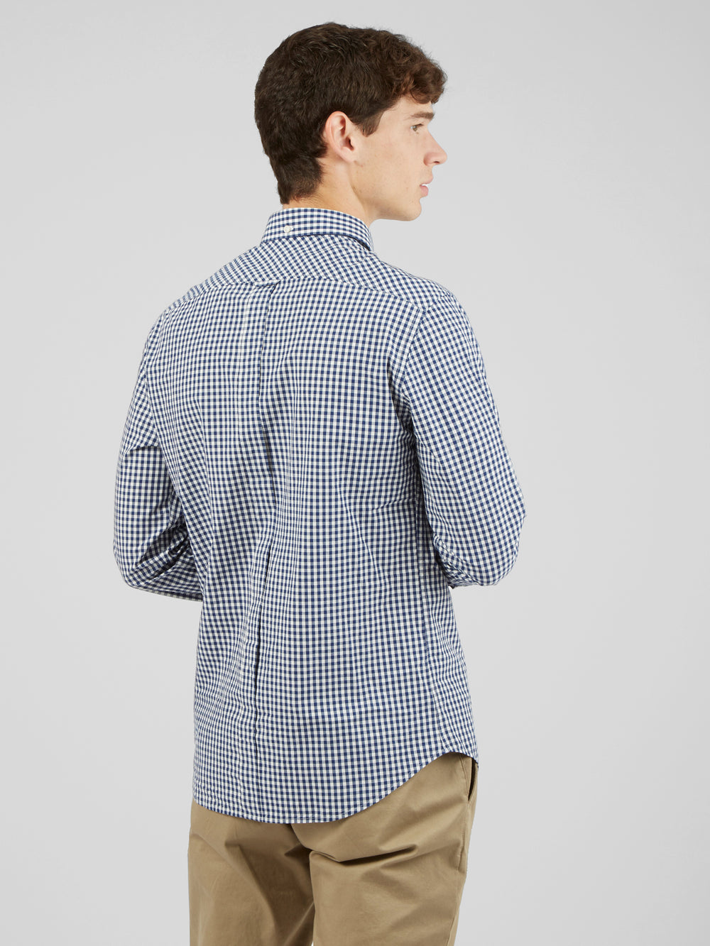 Camisas Ben Sherman Signature Long-Sleeve Gingham Azuis Escuro | 96XODPQLK