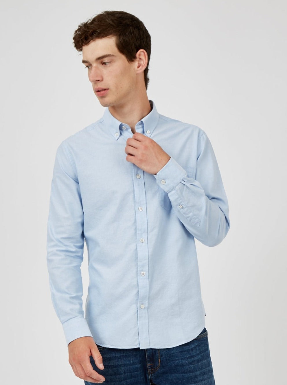 Camisas Ben Sherman Signature Organic Long-Sleeve Oxford Azuis | 08FRUBQSN