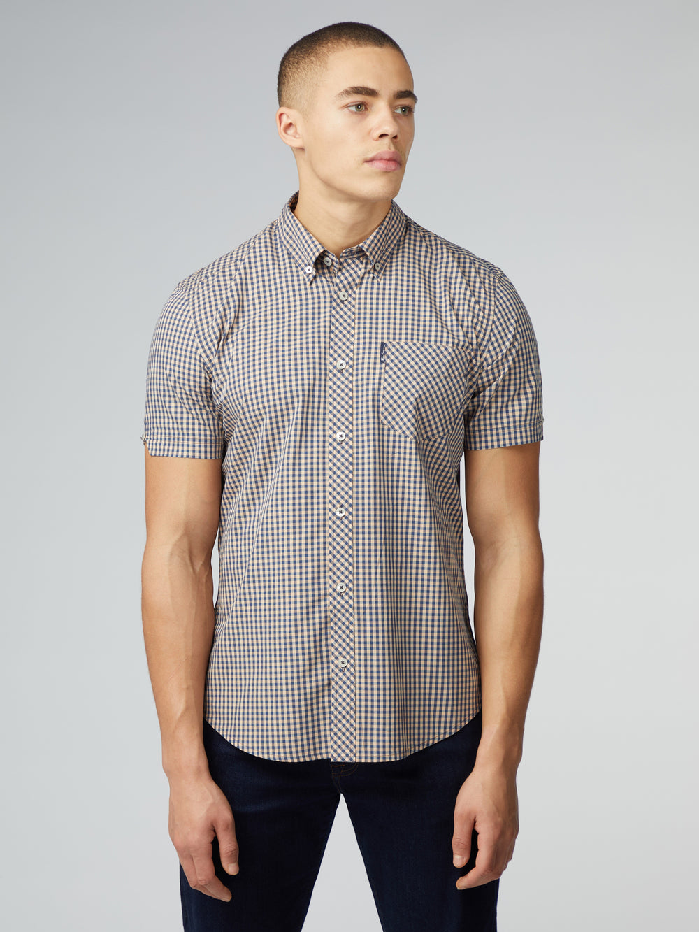 Camisas Ben Sherman Signature Short Sleeve Gingham Cobre Laranja | 28KEGTNCJ