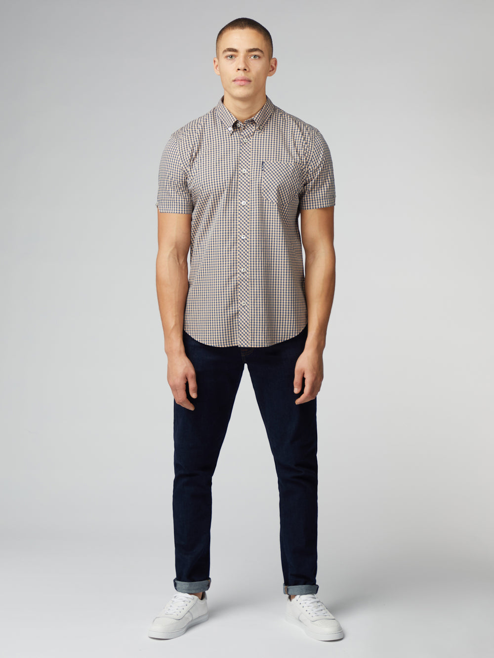 Camisas Ben Sherman Signature Short Sleeve Gingham Cobre Laranja | 28KEGTNCJ