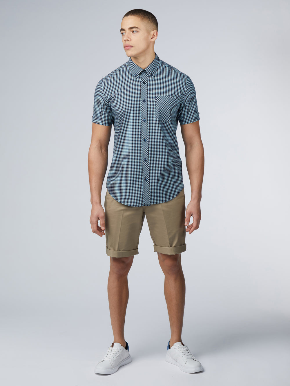 Camisas Ben Sherman Signature Short Sleeve Gingham Azuis | 95CAWEISB