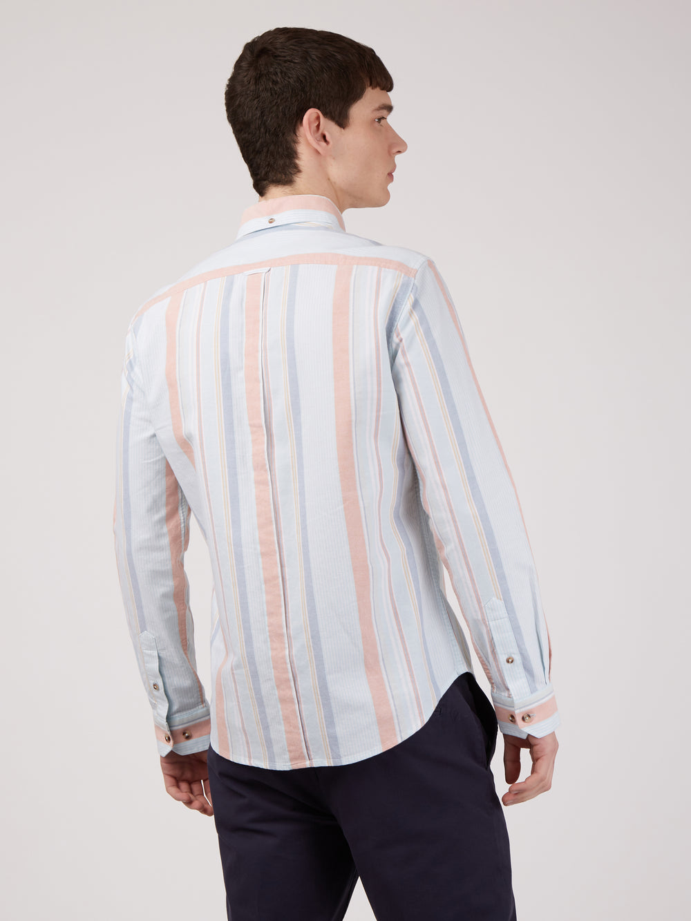 Camisas Ben Sherman The Oxford Ivy Stripe Long-Sleeve Azuis | 75MQSPTJX