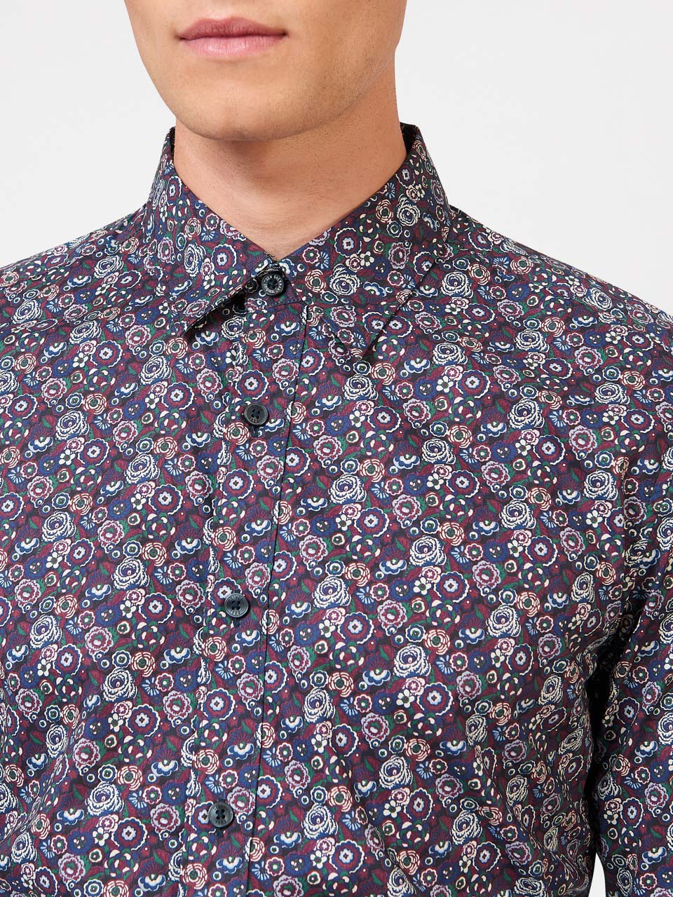 Camisas Ben Sherman Winter Floral Roxo | 39MPUVFZX