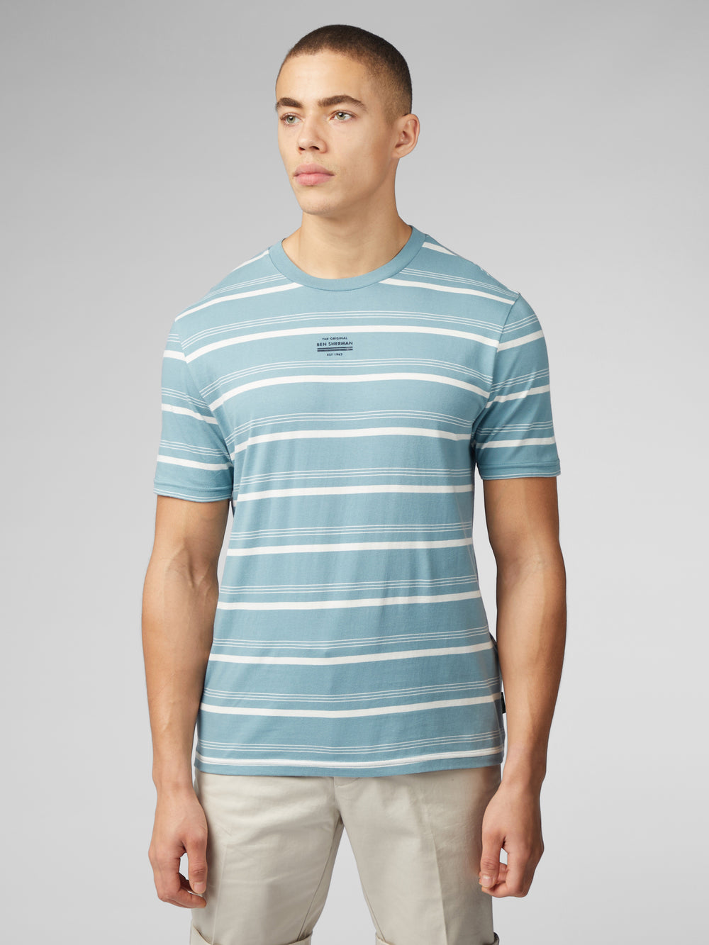 Camiseta Ben Sherman Fine Stripe Azuis | 63NXBSLYH