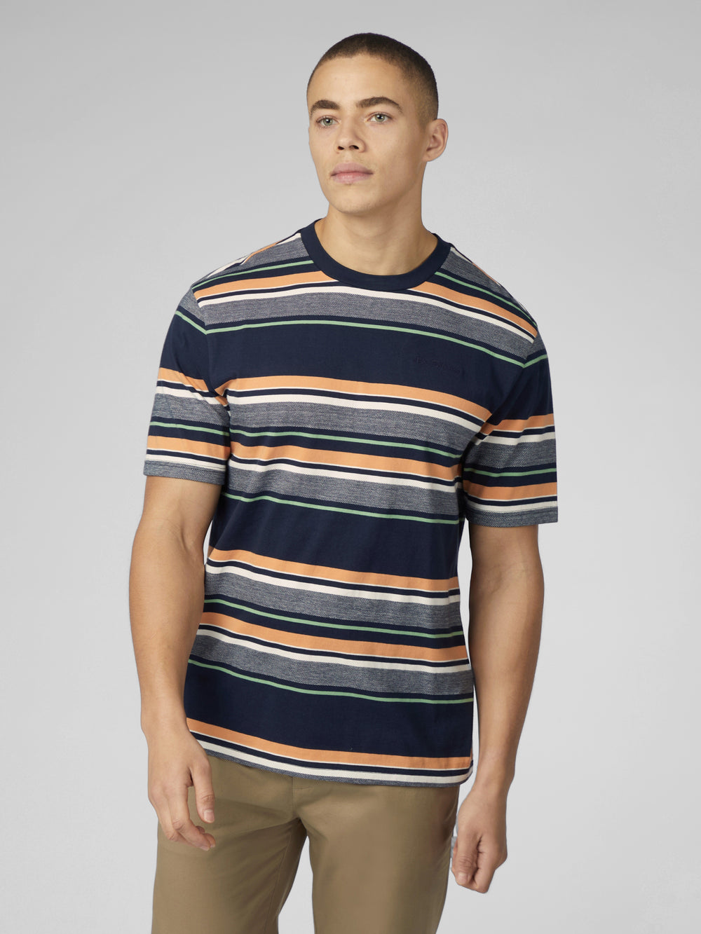 Camiseta Ben Sherman Signature Engineered Stripe Azul Marinho | 06ETFJBSO