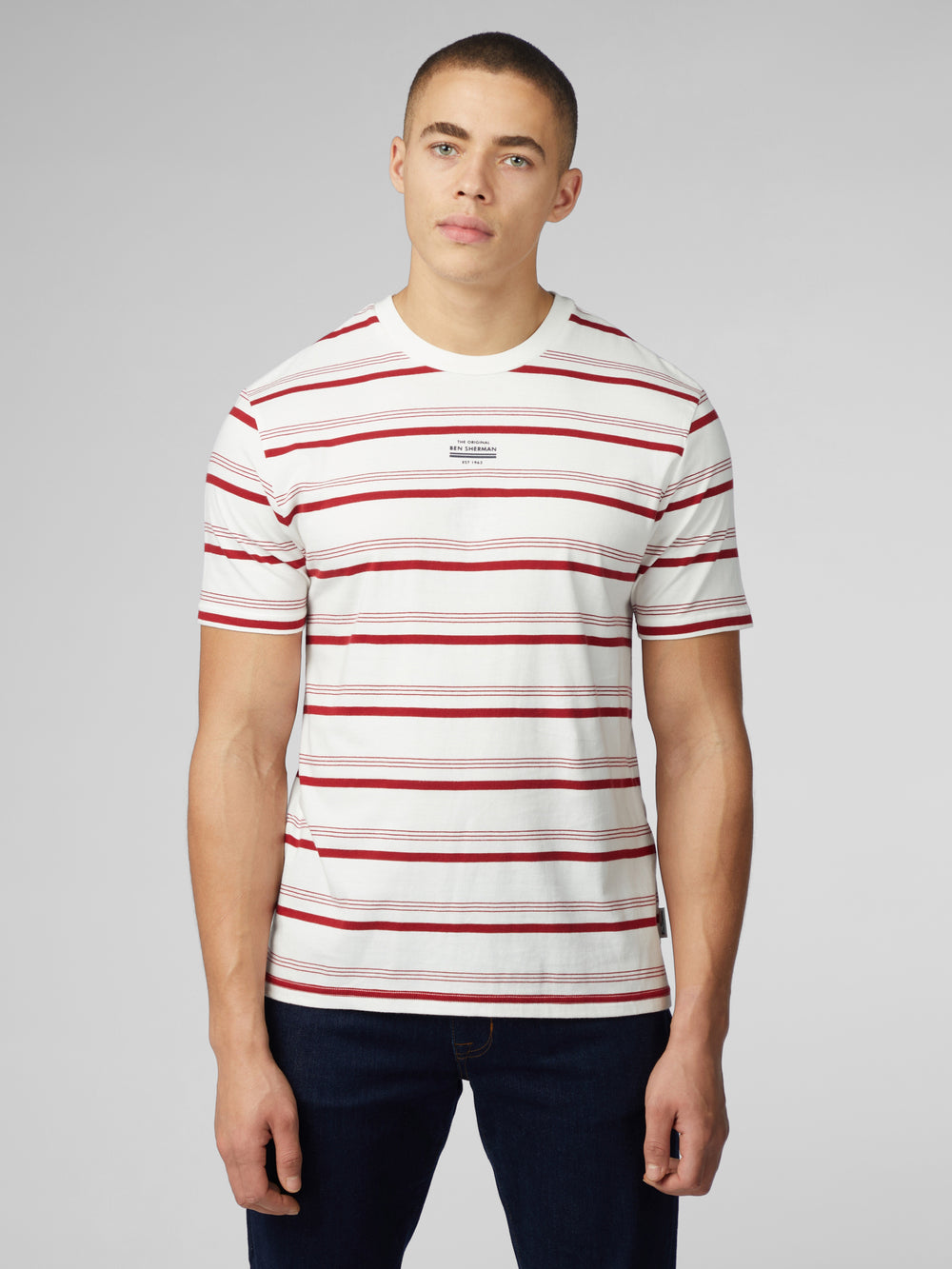 Camiseta Ben Sherman Signature Fine Stripe Branco | 30ADXTJUV