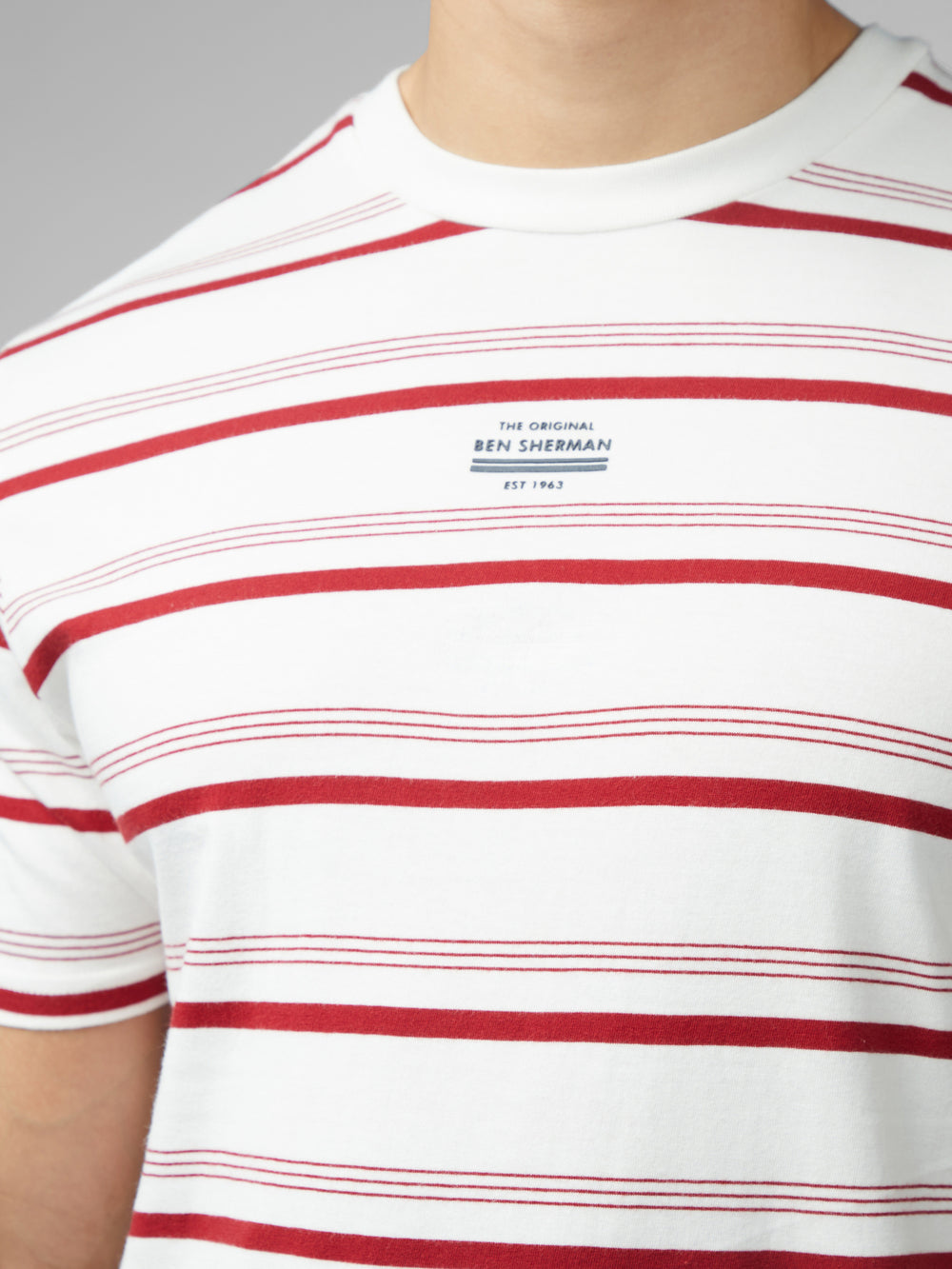 Camiseta Ben Sherman Signature Fine Stripe Branco | 30ADXTJUV